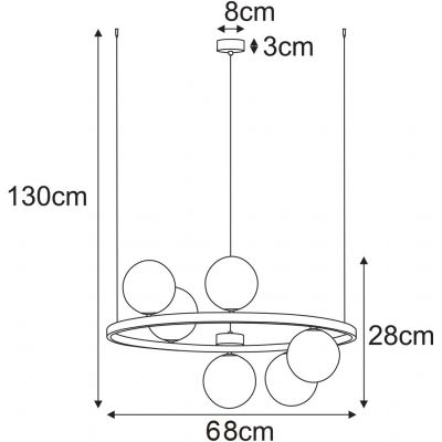 Kaja Saturno lampa wisząca 6x10 W czarna-przezroczysta-bursztynowa K-5697