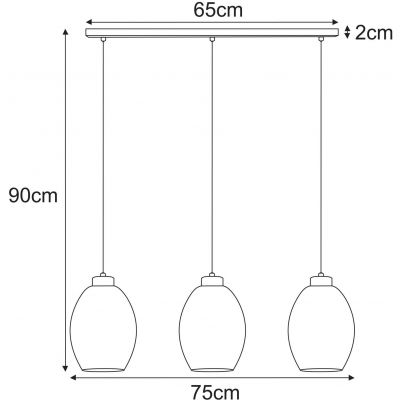 Kaja Balbo lampa wisząca 3x15 W czarna-przydymiona K-5721