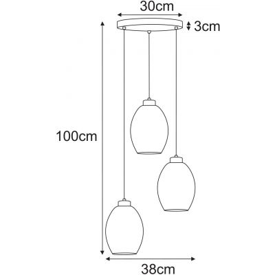 Kaja Balbo lampa wisząca 3x15 W czarna-przydymiona K-5722