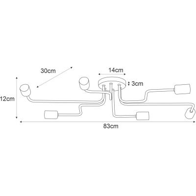 Kaja Skadi lampa podsufitowa 6x60W czarna K-3890