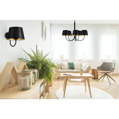 Kaja Sasto lampa wisząca 5x40W czarny/złoty K-4336