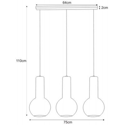 Kaja Arvi Black lampa wisząca 3x60W czarny/złoty K-4521