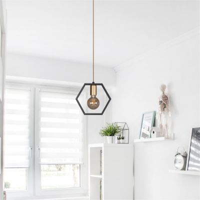 Kaja Honey lampa wisząca 1x60W czarna/złota K-4720