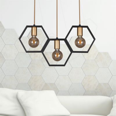 Kaja Honey lampa wisząca 3x60W czarna/złota K-4721