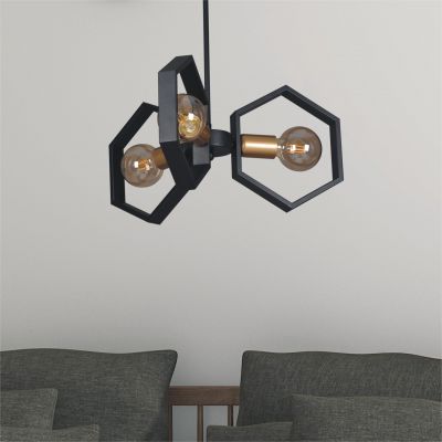 Kaja Honey lampa podsufitowa 3x60W czarna/złota K-4723