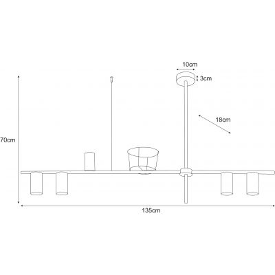 Kaja Rocco lampa wisząca 5x10 W czarna K-4757