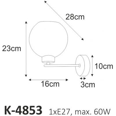Kaja Aldar kinkiet 1x60W grafit/czarny K-4853