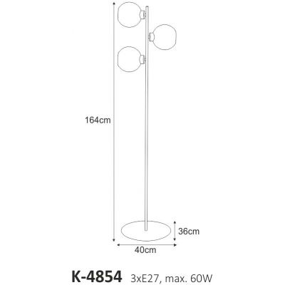 Kaja Aldar lampa stojąca 3x60W grafit/czarna K-4854