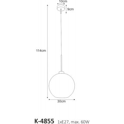 Kaja Lambert lampa wisząca 1x60W czarna/przezroczysta K-4855