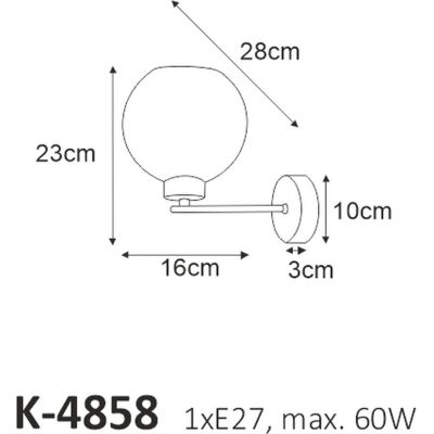 Kaja Lambert kinkiet 1x60W czarny/przezroczysty K-4858