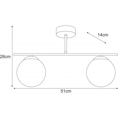 Kaja Delta lampa podsufitowa 2x10 W czarna-bursztynowa K-5163