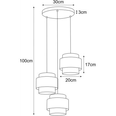 Kaja Etela lampa wisząca 3x40W czarny/szary K-5172