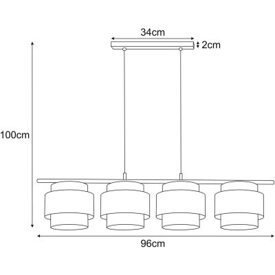 Kaja Etela lampa wisząca 4x40W czarny/szary K-5173