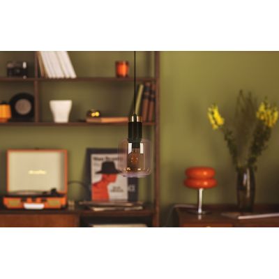 Kaja Doka lampa wisząca 1x40W czarny/bursztynowy K-5265