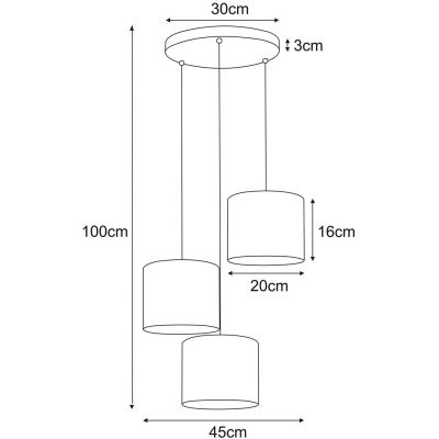 Kaja Vega lampa wisząca 3x40 W biała K-5292