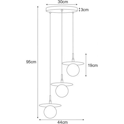 Kaja Sante lampa wisząca 3x10 W biała-czarna K-5375