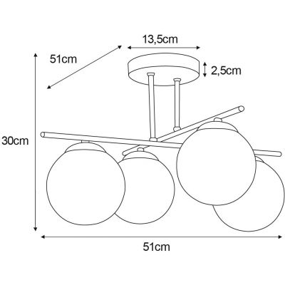 Kaja Grand lampa podsufitowa 4x10 W złota-bursztynowa K-5413