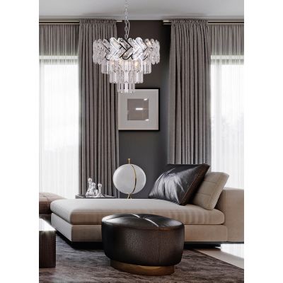 Kaja Toscana Gold lampa wisząca 6x40W srebrny/kryształ K-8172