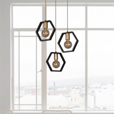 Kaja Honey lampa wisząca 3x60W czarna/złota K-4722