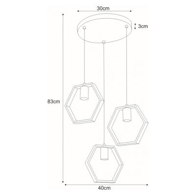 Kaja Honey lampa wisząca 3x60W czarna/złota K-4722