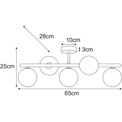 Kaja Lemo lampa podsufitowa 5x10 W biała-bursztynowa-beżowa K-5858