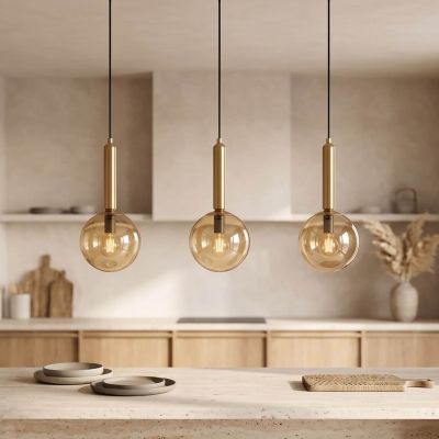 Kaja Yuki lampa wisząca 3x10 W czarna-patyna-bursztynowa K-5866