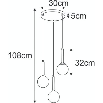 Kaja Yuki lampa wisząca 3x10 W czarna-patyna-bursztynowa K-5867