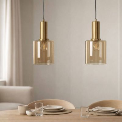 Kaja Aigo lampa wisząca 2x15 W czarna-patyna-bursztynowa K-5876