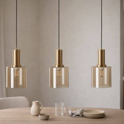 Kaja Aigo lampa wisząca 3x15 W czarna-patyna-bursztynowa K-5877