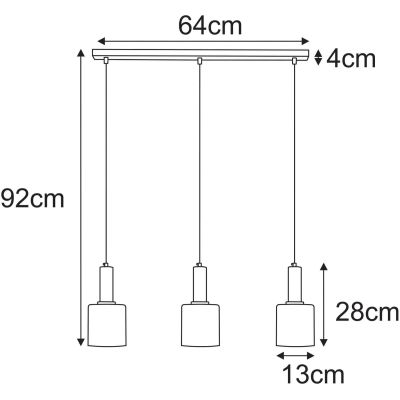 Kaja Aigo lampa wisząca 3x15 W czarna-patyna-bursztynowa K-5877