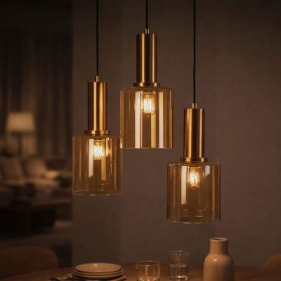 Kaja Aigo lampa wisząca 3x15 W czarna-patyna-bursztynowa K-5878