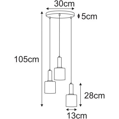 Kaja Aigo lampa wisząca 3x15 W czarna-patyna-bursztynowa K-5878