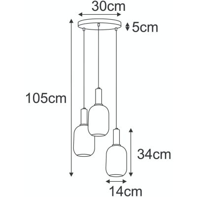 Kaja Fiore lampa wisząca 3x15 W biała-czarna-patyna K-5882