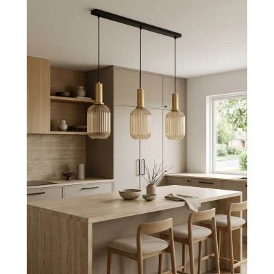 Kaja Hiro lampa wisząca 3x15 W czarna-patyna-bursztynowa K-5886