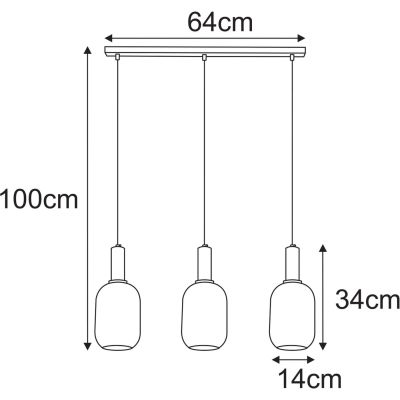 Kaja Hiro lampa wisząca 3x15 W czarna-patyna-bursztynowa K-5886