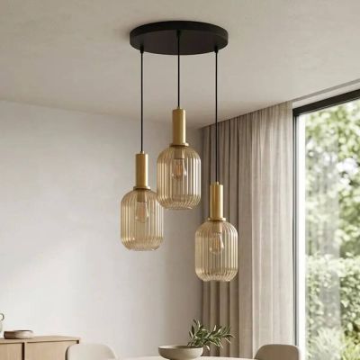 Kaja Hiro lampa wisząca 3x15 W czarna-patyna-bursztynowa K-5887
