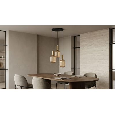 Kaja Hiro lampa wisząca 3x15 W czarna-patyna-bursztynowa K-5887