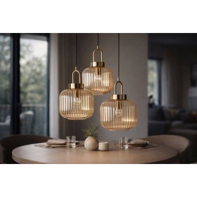 Kaja Aria lampa wisząca 3x15 W czarna-patyna-bursztynowa K-5897