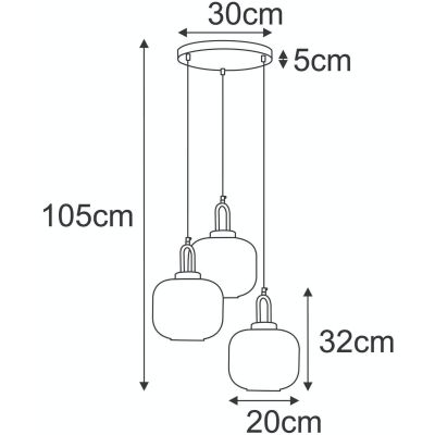 Kaja Aria lampa wisząca 3x15 W czarna-patyna-bursztynowa K-5897