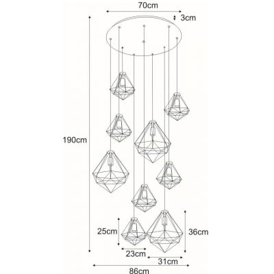 Kaja Marko lampa wisząca 9x60W czarny/złoty KP-06