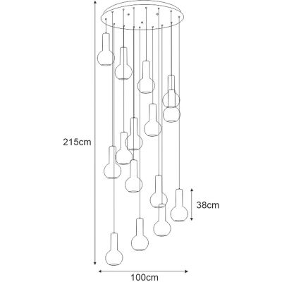 Kaja Arvi Black lampa wisząca 15x60W czarny/złoty KP-15