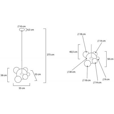 Moosee Capri lampa wisząca 2x7 W czarna-przezroczysta-złota MSE1501100545