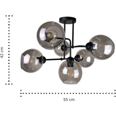 Keter Lighting Cosmo lampa podsufitowa 6x60W czarny/przydymiony 1298