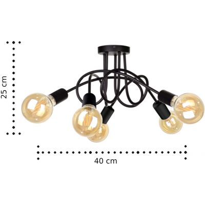 Keter Lighting Rumba lampa podsufitowa 5x60W czarna 1918