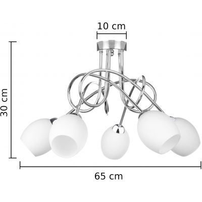 Keter Lighting Twist lampa podsufitowa 5x40 chrom/szkło białe 2073