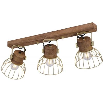 Leuchten Direkt Alami lampa podsufitowa 3x25W mosiądz mat/drewno 11488-60