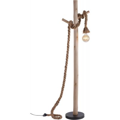 Leuchten Direkt Rope lampa stojąca 1x40W czarny/brązowy/drewno 15484-18