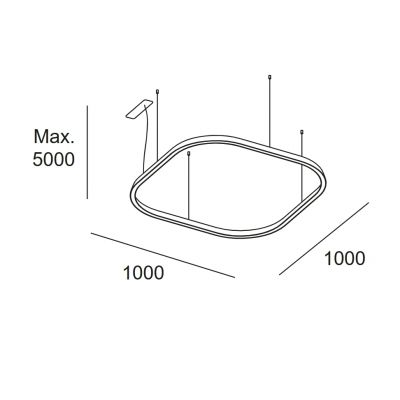 Leds C4 Geometric Square Surface lampa wisząca 1x76 W czarna QS4Z-00W9AZOS05