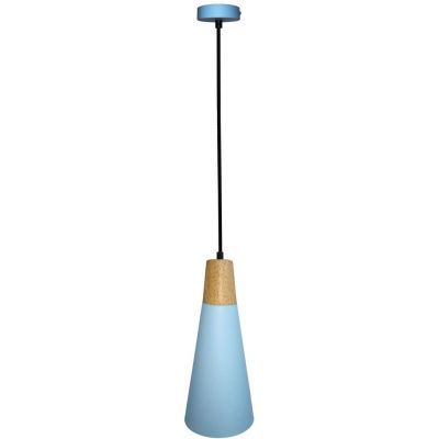Ledea Faro lampa wisząca 1x40W niebieska/drewno 50101258