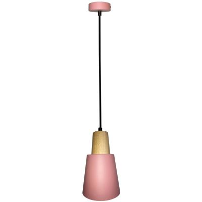Ledea Faro lampa wisząca 1x40W różowa/drewno 50101259